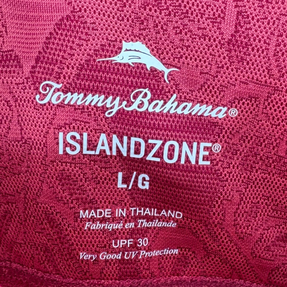 Tommy Bahama Golf Polo‎ IslandZone Large Red Floral Print Hawaiian Tropical UPF - Picture 4 of 12